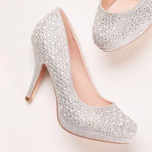 David's Bridal Pumps with Allover Crystal Detail